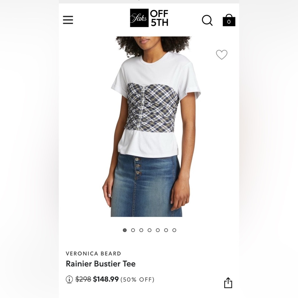 Veronica Beard White and Blue Rainier Bustier Tee